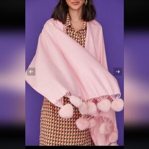 Jayley Elegant Pink Cashmere blend Wrap/Shawl with Pom Poms